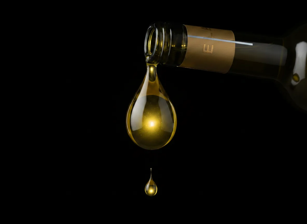 Macro de una gota de aceite sobre fondo negro